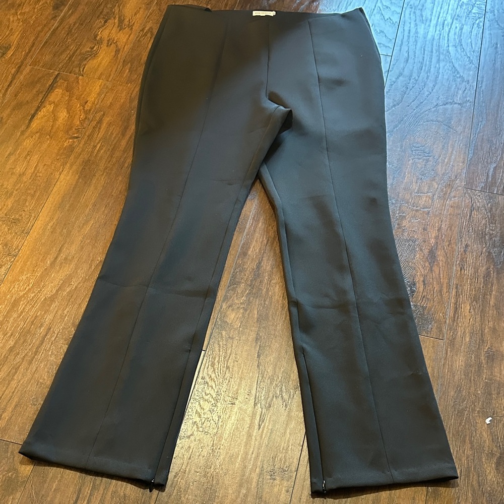Good American Black Straight-Leg Zipper Bottom Stretch Pants Dress Trousers